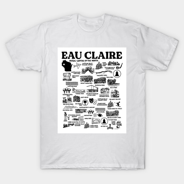 Eau Claire Wisconsin map T-Shirt by fiberandgloss